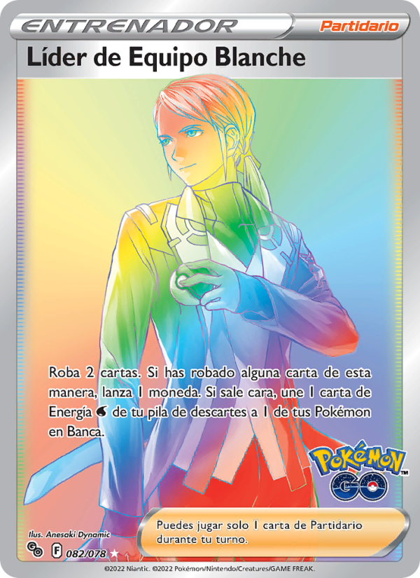 Líder de Equipo Blanche 082 — Pokémon GO (Spanish Pokémon TCG card)