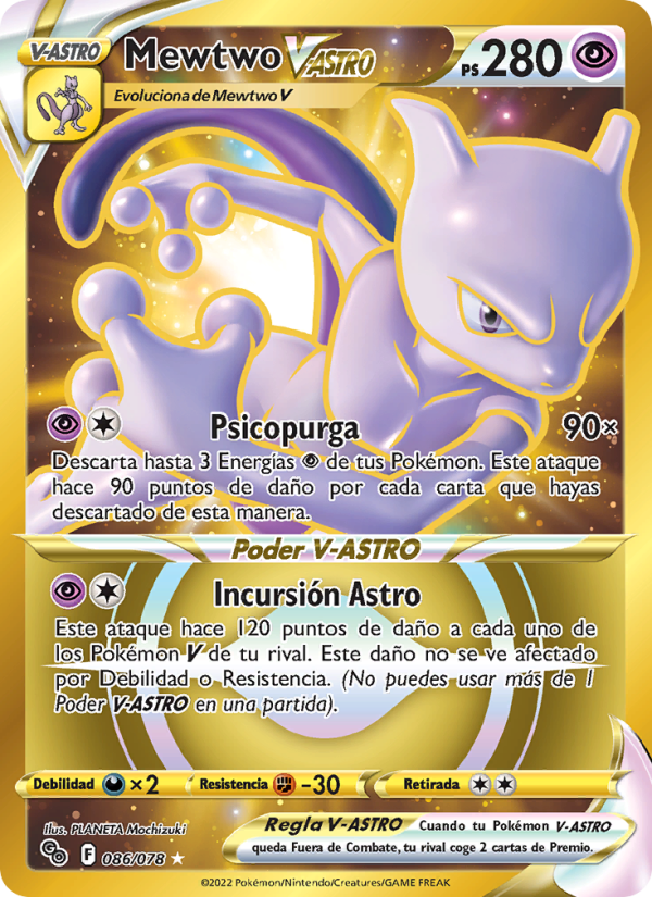 Mewtwo V-ASTRO 086 — Pokémon GO (Spanish Pokémon TCG card)