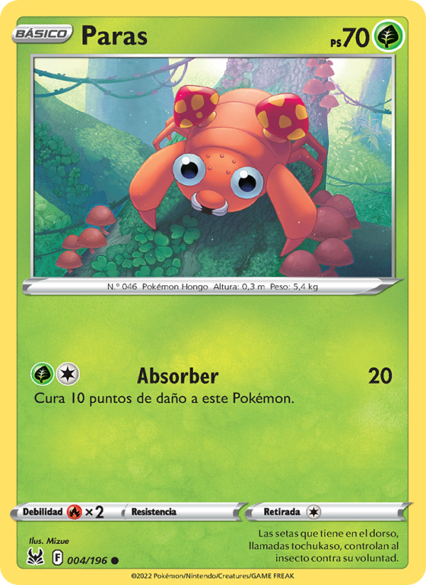 Paras 004 — Lost Origin (Spanish Pokémon TCG card)