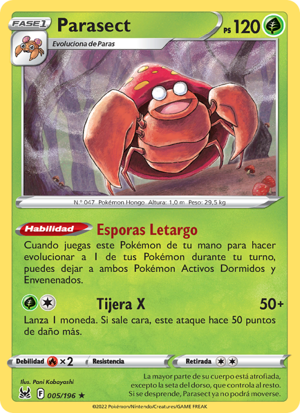 Parasect 005 — Lost Origin (Spanish Pokémon TCG card)