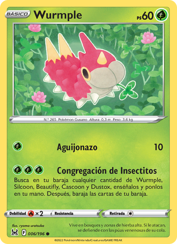 Wurmple 006 — Lost Origin (Spanish Pokémon TCG card)