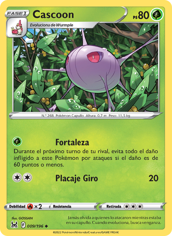 Cascoon 009 — Lost Origin (Spanish Pokémon TCG card)