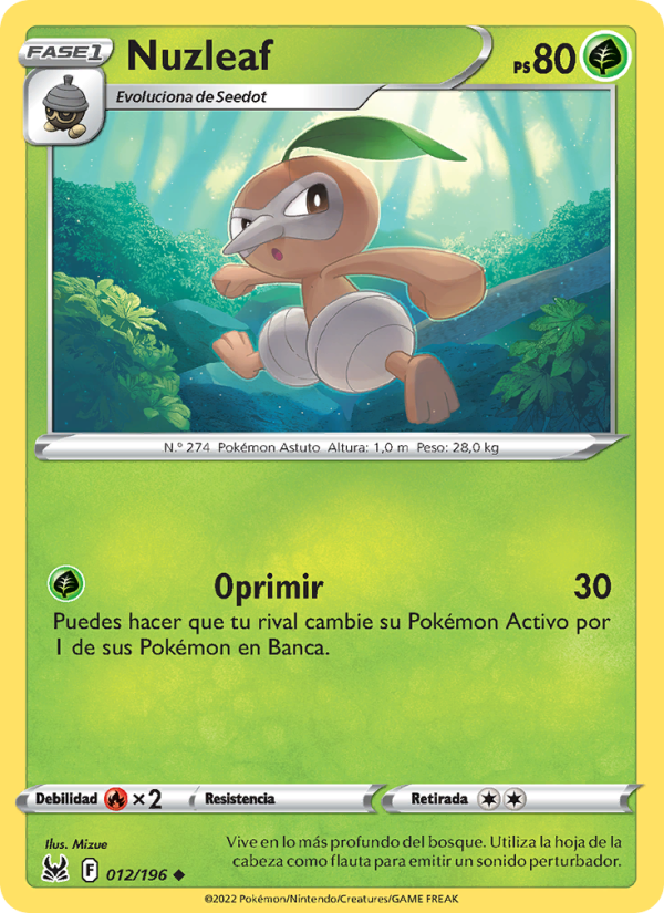 Nuzleaf 012 — Lost Origin (Spanish Pokémon TCG card)