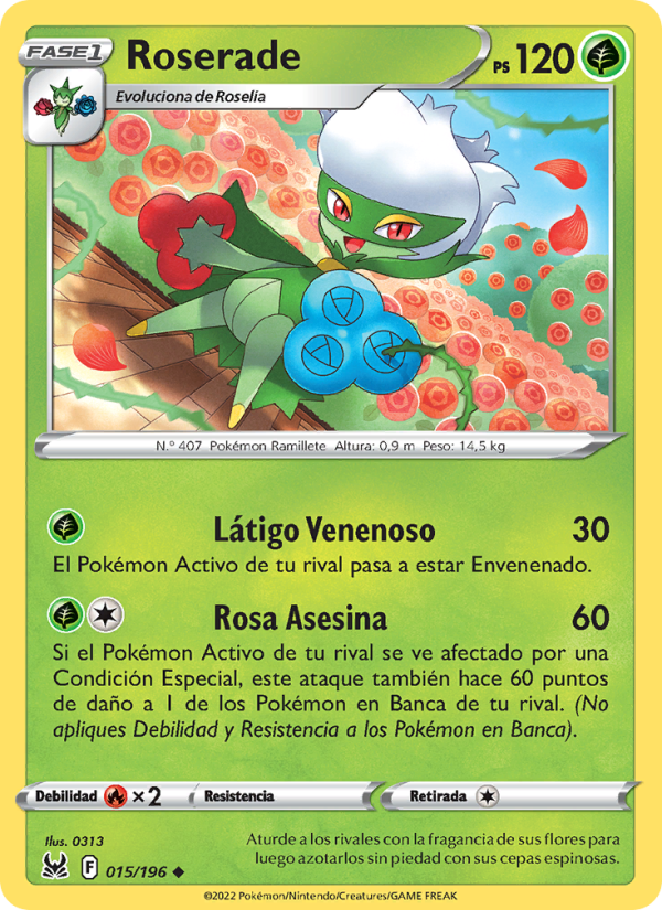 Roserade 015 — Lost Origin (Spanish Pokémon TCG card)