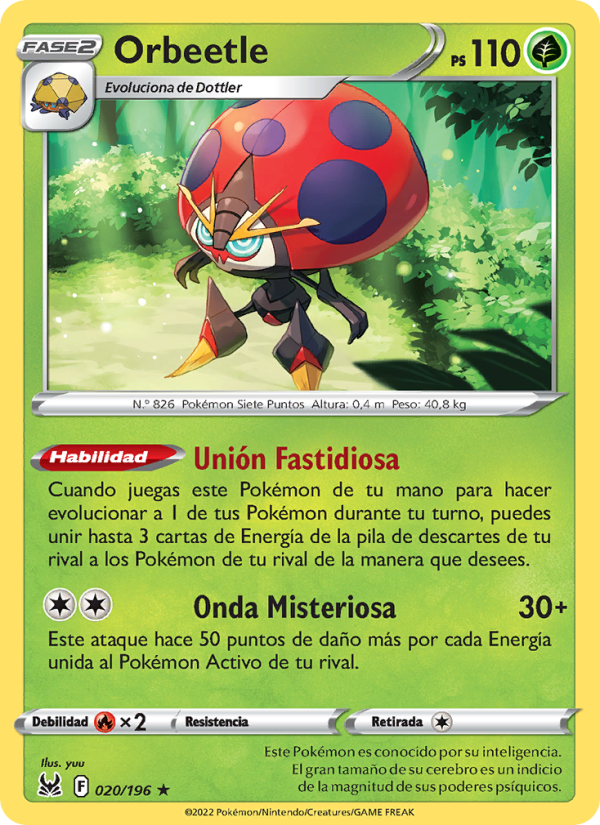 Orbeetle 020 — Lost Origin (Spanish Pokémon TCG card)