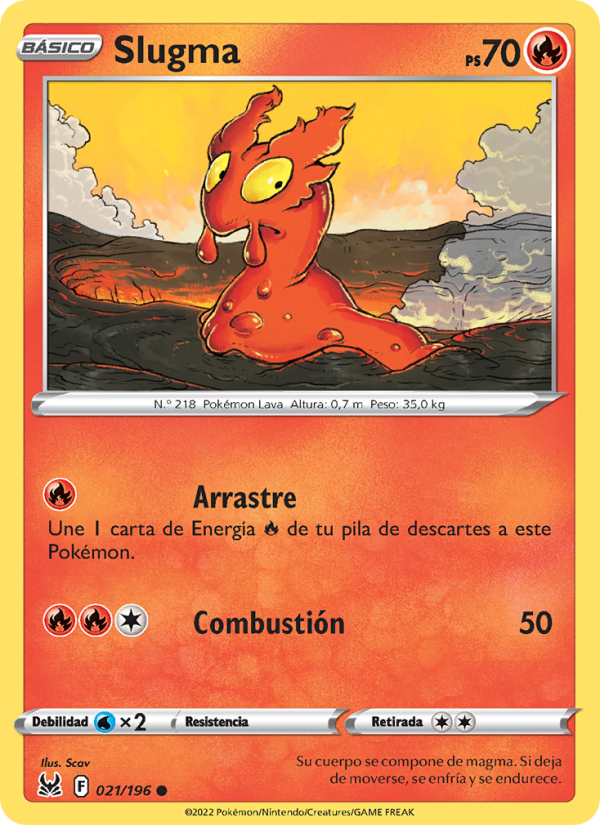 Slugma 021 — Lost Origin (Spanish Pokémon TCG card)