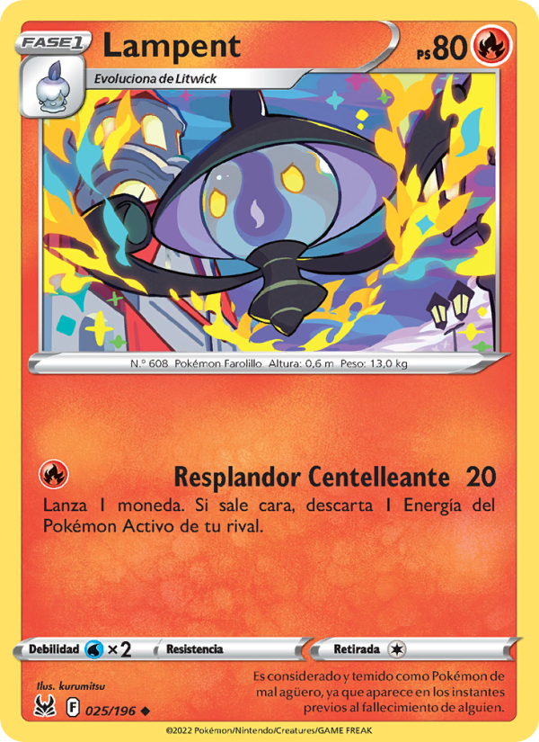 Lampent 025 — Lost Origin (Spanish Pokémon TCG card)
