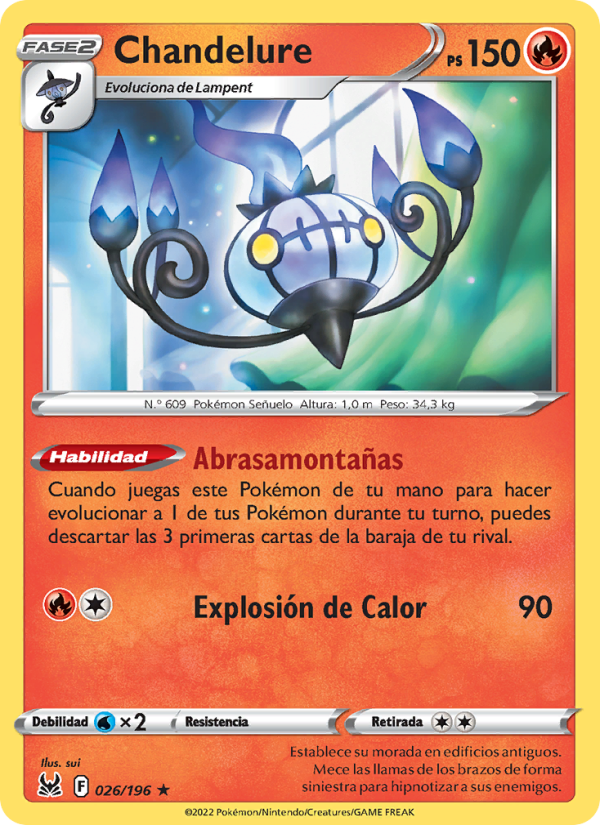 Chandelure 026 — Lost Origin (Spanish Pokémon TCG card)