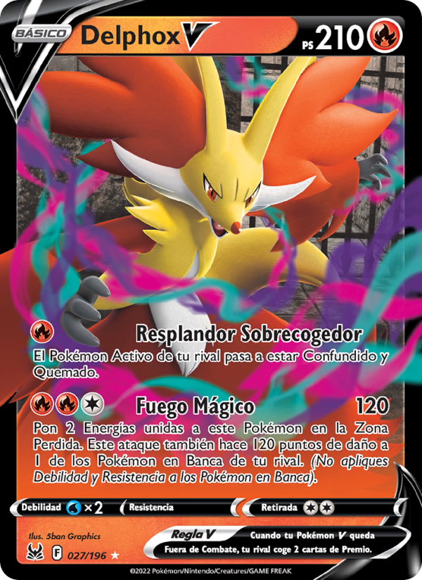 Delphox V 027 — Lost Origin (Spanish Pokémon TCG card)
