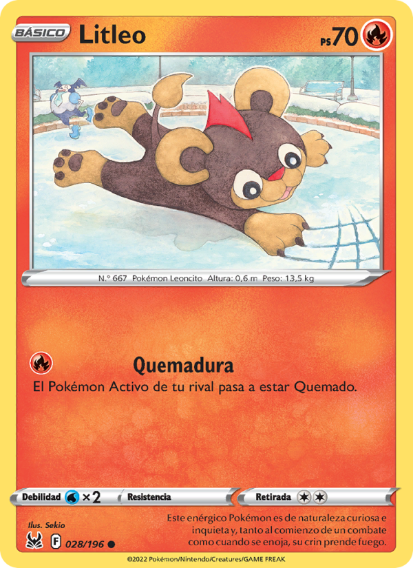 Litleo 028 — Lost Origin (Spanish Pokémon TCG card)