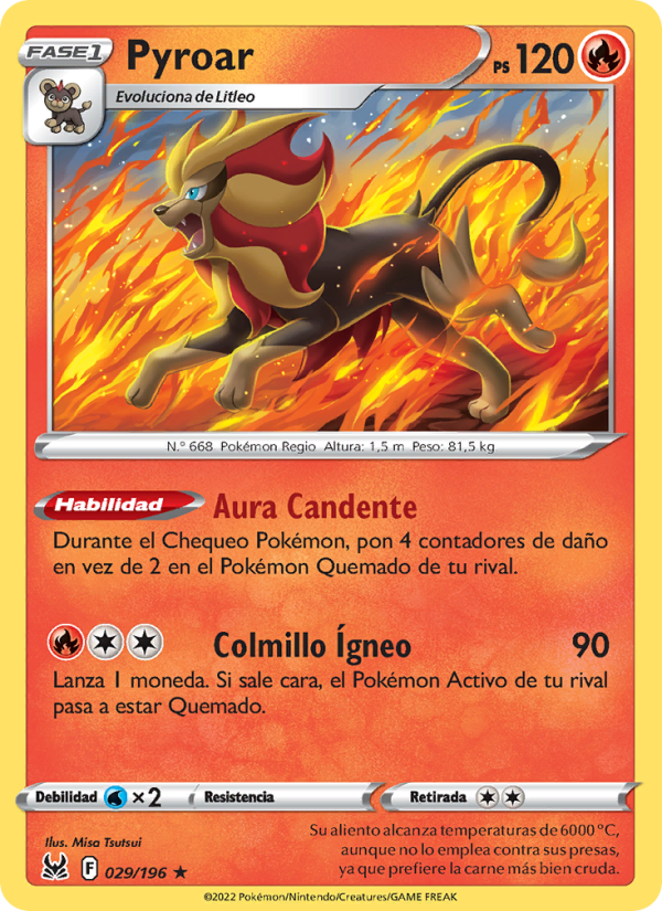 Pyroar 029 — Lost Origin (Spanish Pokémon TCG card)