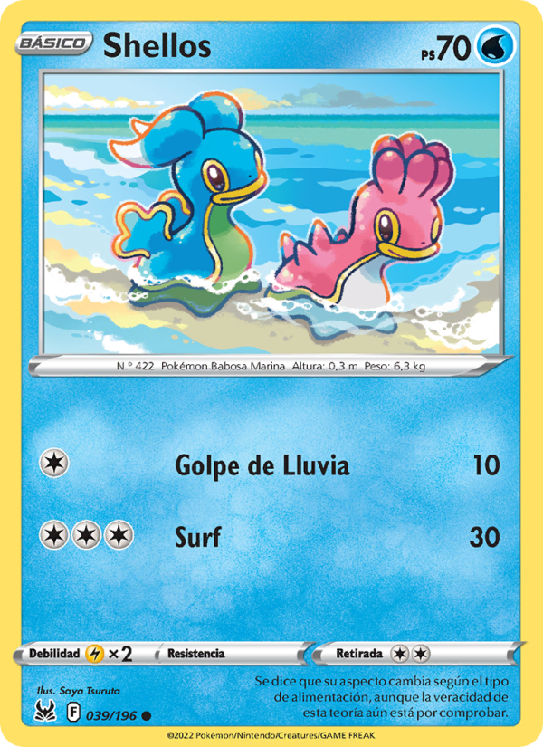 Shellos 039 — Lost Origin (Spanish Pokémon TCG card)