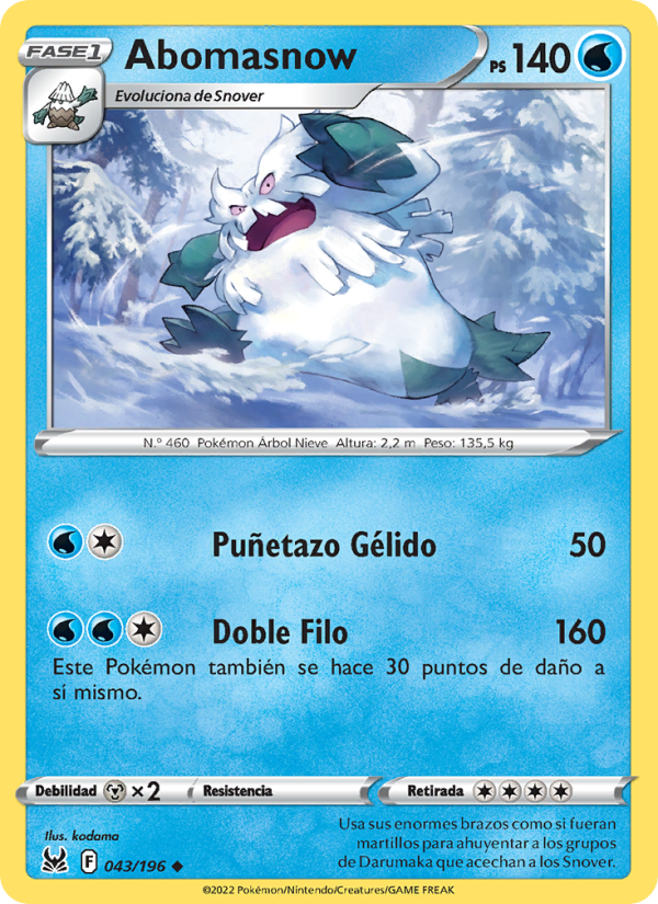 Abomasnow 043 — Lost Origin (Spanish Pokémon TCG card)