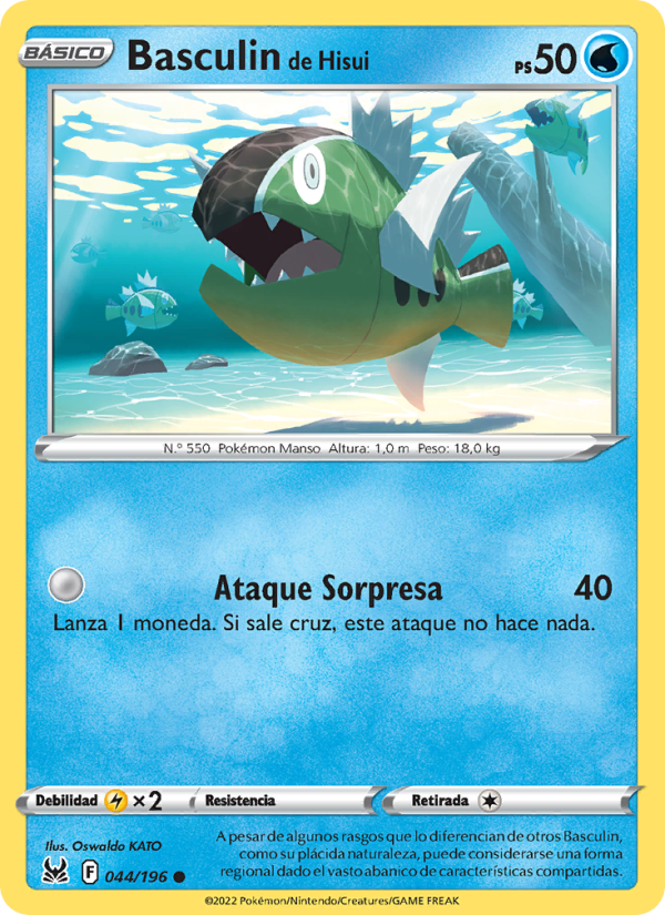 Basculin de Hisui 044 — Lost Origin (Spanish Pokémon TCG card)