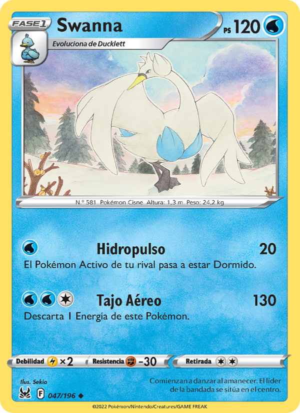 Swanna 047 — Lost Origin (Spanish Pokémon TCG card)