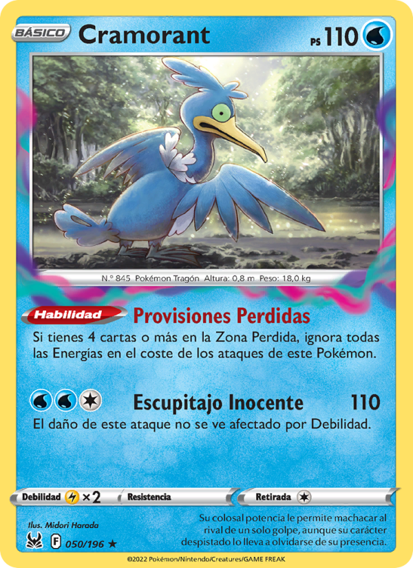 Cramorant 050 — Lost Origin (Spanish Pokémon TCG card)