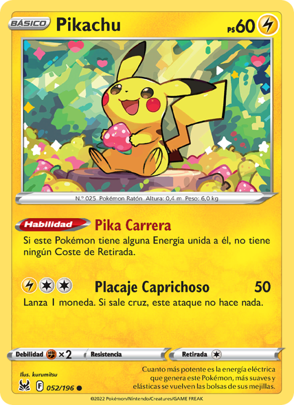 Pikachu 052 — Lost Origin (Spanish Pokémon TCG card)