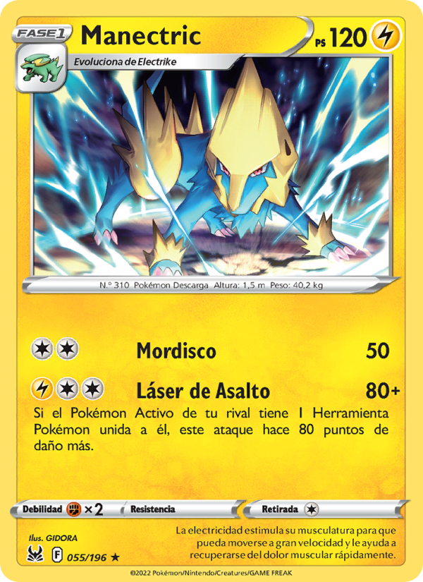 Manectric 055 — Lost Origin (Spanish Pokémon TCG card)