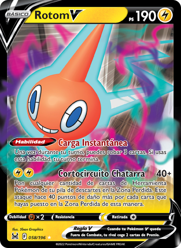 Rotom V 058 — Lost Origin (Spanish Pokémon TCG card)
