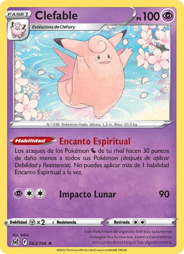 Clefable 063 — Lost Origin (Spanish Pokémon TCG card)