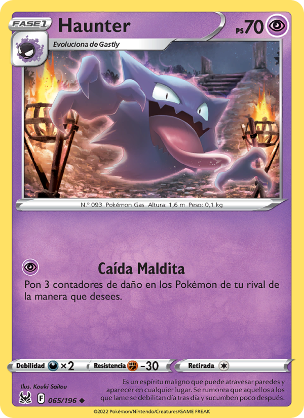 Haunter 065 — Lost Origin (Spanish Pokémon TCG card)