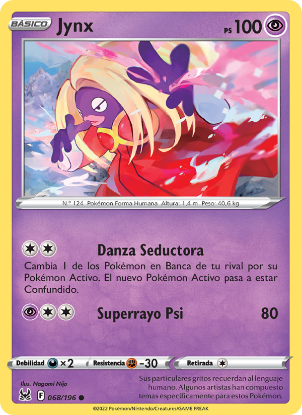 Jynx 068 — Lost Origin (Spanish Pokémon TCG card)