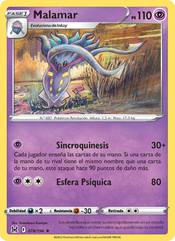 Malamar 078 — Lost Origin (Spanish Pokémon TCG card)