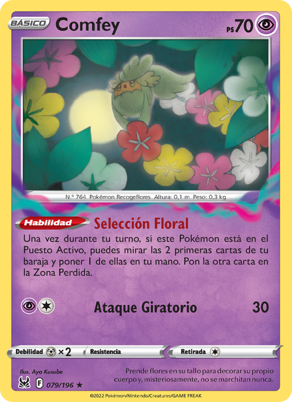 Comfey 079 — Lost Origin (Spanish Pokémon TCG card)