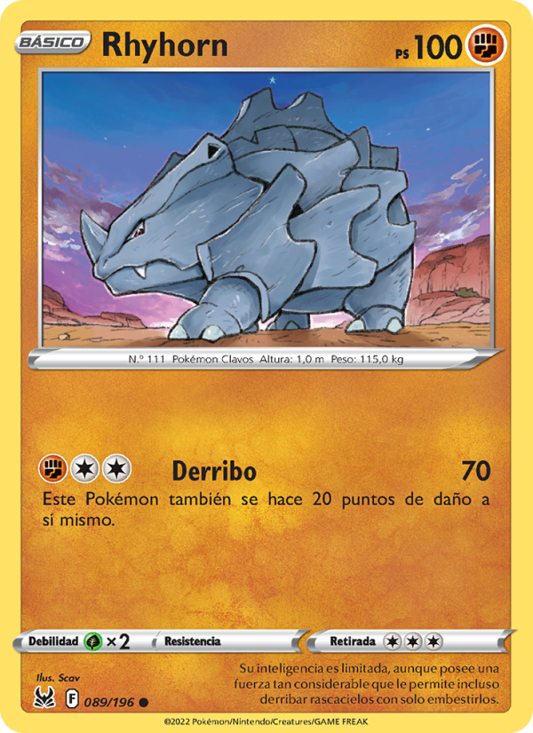 Rhyhorn 089 — Lost Origin (Spanish Pokémon TCG card)
