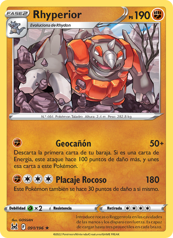 Rhyperior 091 — Lost Origin (Spanish Pokémon TCG card)