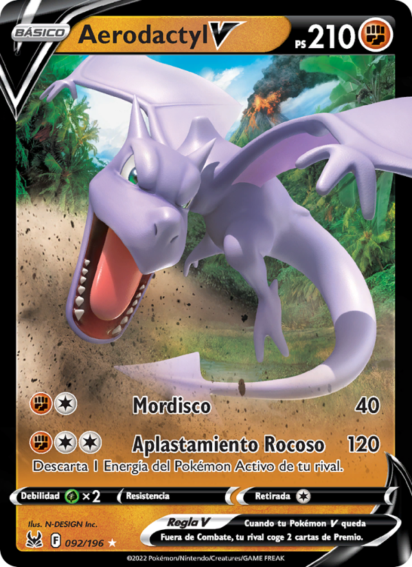 Aerodactyl V 092 — Lost Origin (Spanish Pokémon TCG card)