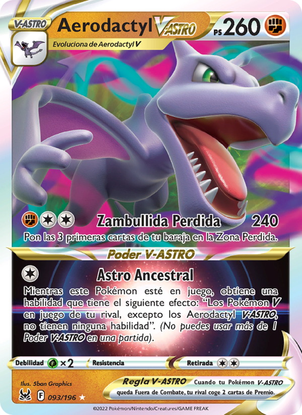 Aerodactyl V-ASTRO 093 — Lost Origin (Spanish Pokémon TCG card)