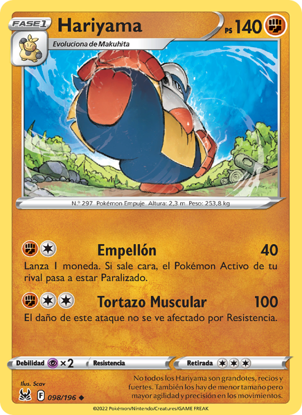 Hariyama 098 — Lost Origin (Spanish Pokémon TCG card)