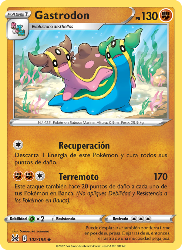Gastrodon 102 — Lost Origin (Spanish Pokémon TCG card)