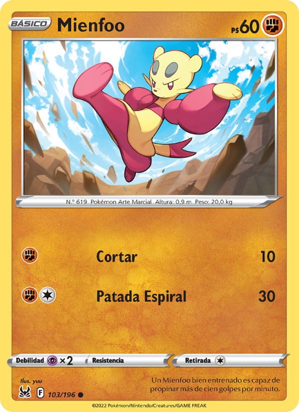 Mienfoo 103 — Lost Origin (Spanish Pokémon TCG card)