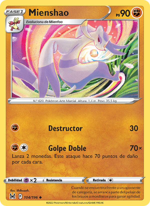 Mienshao 104 — Lost Origin (Spanish Pokémon TCG card)