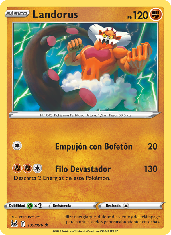 Landorus 105 — Lost Origin (Spanish Pokémon TCG card)