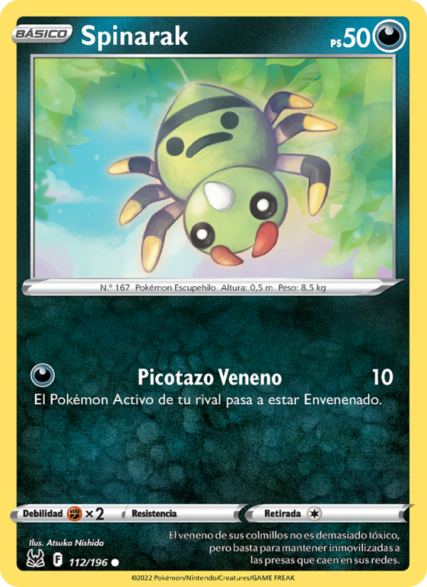 Spinarak 112 — Lost Origin (Spanish Pokémon TCG card)