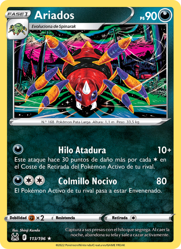 Ariados 113 — Lost Origin (Spanish Pokémon TCG card)