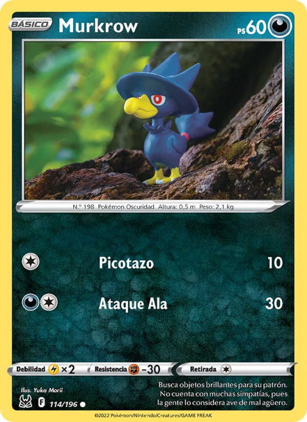 Murkrow 114 — Lost Origin (Spanish Pokémon TCG card)