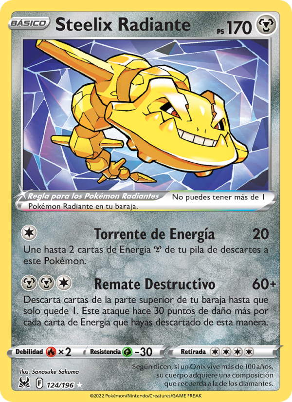 Steelix Radiante 124 — Lost Origin (Spanish Pokémon TCG card)