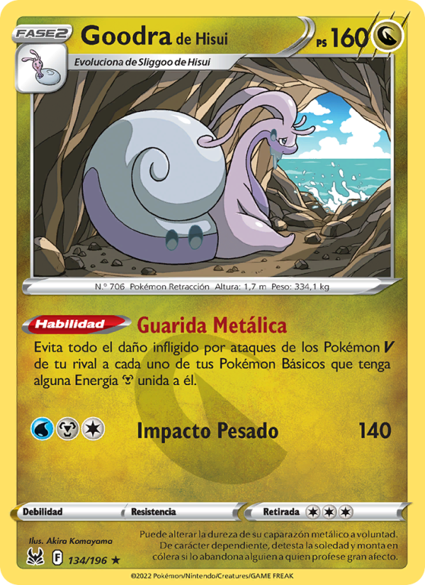 Goodra de Hisui 134 — Lost Origin (Spanish Pokémon TCG card)