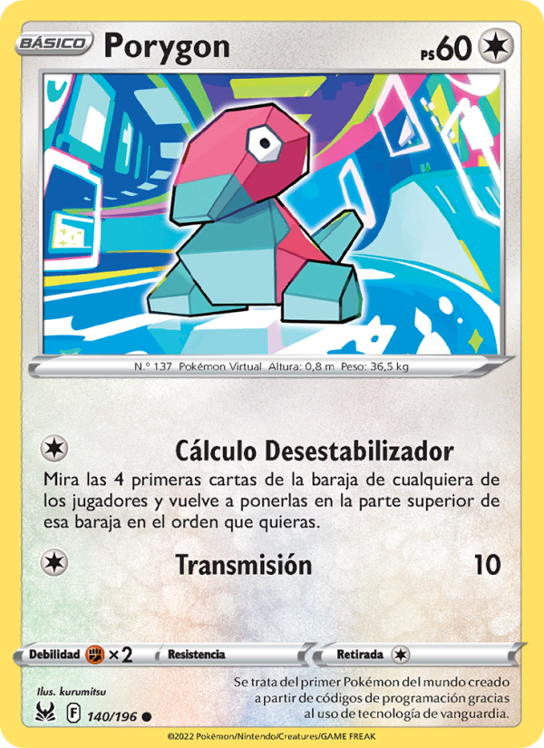 Porygon 140 — Lost Origin (Spanish Pokémon TCG card)