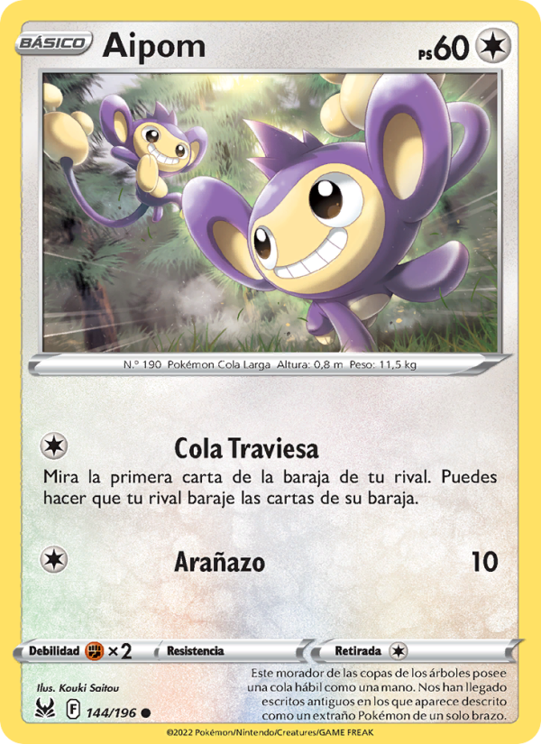 Aipom 144 — Lost Origin (Spanish Pokémon TCG card)