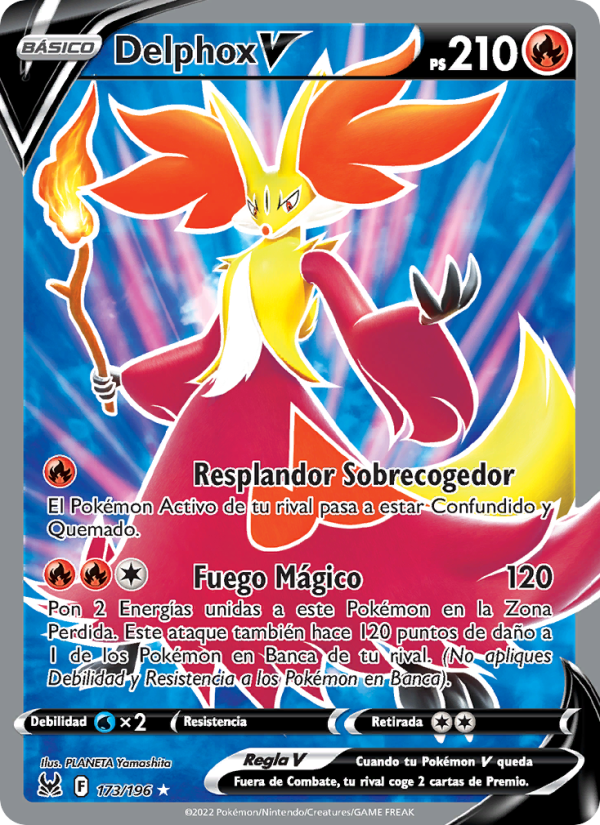 Delphox V 173 — Lost Origin (Spanish Pokémon TCG card)