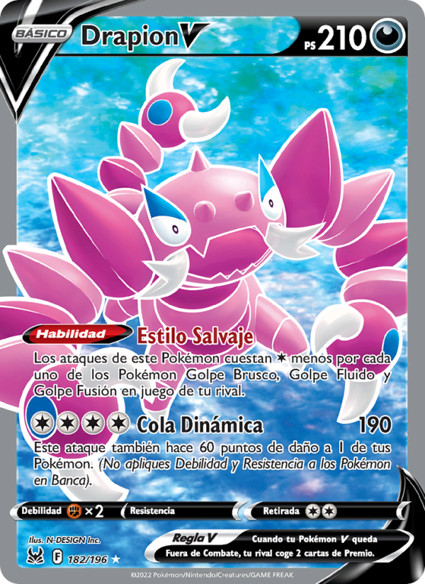 Drapion V 182 — Lost Origin (Spanish Pokémon TCG card)