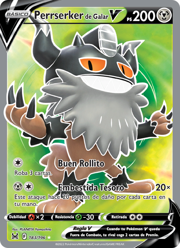 Perrserker de Galar V 183 — Lost Origin (Spanish Pokémon TCG card)