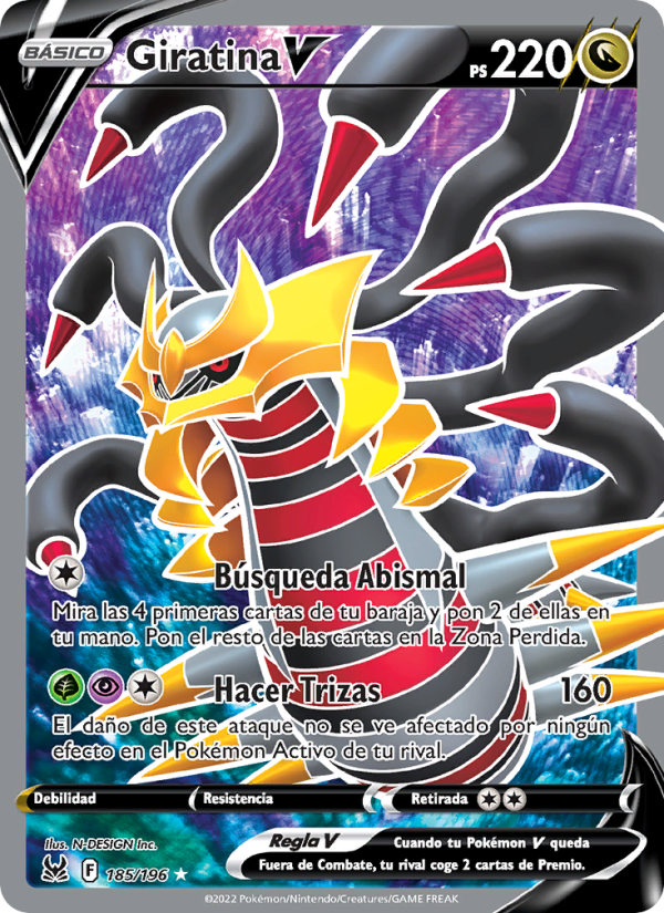 Giratina V 185 — Lost Origin (Spanish Pokémon TCG card)