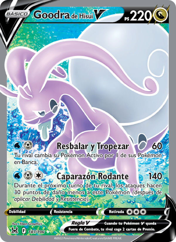 Goodra de Hisui V 187 — Lost Origin (Spanish Pokémon TCG card)
