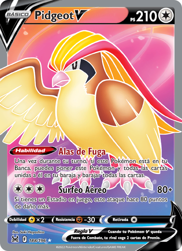 Pidgeot V 188 — Lost Origin (Spanish Pokémon TCG card)